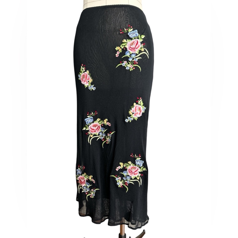 90’s Vivienne Tam mesh floral embroidered skirt